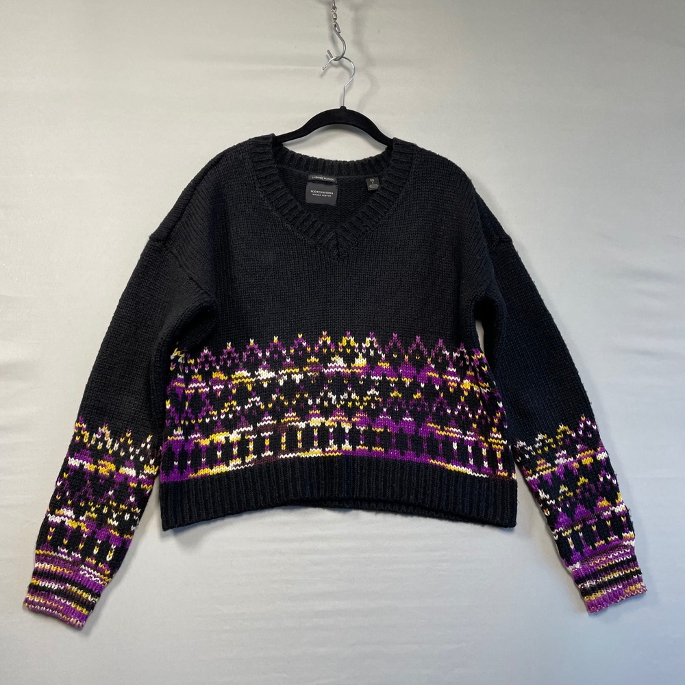 Scotch Soda‎ Maison Scotch V Neck Fair Isle Thick Knit Sweater Women's Size L